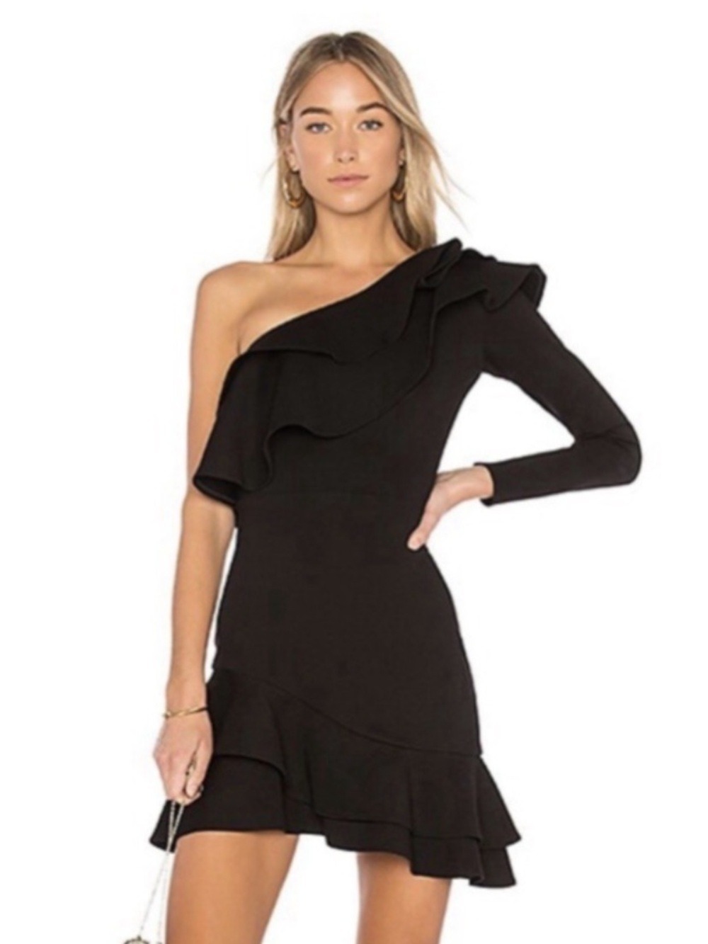 AMANDA UPRICHARD Pavel Ruffled Dress MED Women LBD Cocktail Evening Party Chic
